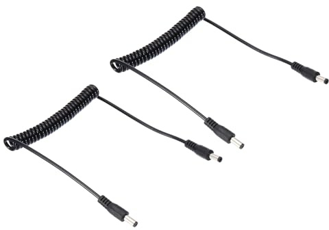 PATIKIL 2 Pcs Câble d'Alimentation CC Mâle à Mâle 5 Pieds Adaptateur de Fil | Câble d'Extension Enroulé pour Bande LED DVR Routeur Caméra de Surveillance, 5,5 mm x 2,1 mm