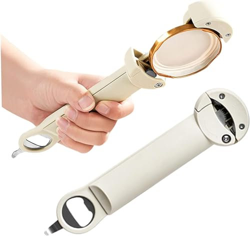 Adjustable Jar Opener Manual Can Opener Bottle Opener Fit for Caps 1 to 3.7 Inch, Suitable for Weak Hands Seniors (White)
