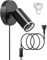 Lamptobe Wandleuchte GU10 mit Schalter, Vintage Schwarz Wandlampe mit Schalter und Stecker, Drehbare 350°, Wandleuchte mit Kabel für Schlafzimmer, Wohnzimmer, Korridor, Küche- Mit 5W Glühbirne