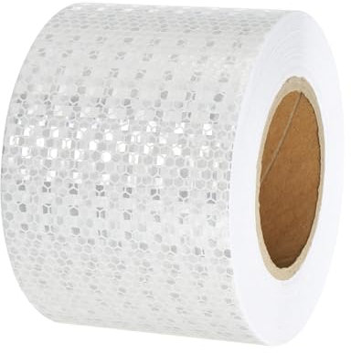 PATIKIL Cinta Reflectante Adhesiva, 10cm x 25m PVC Cinta de Advertencia de Seguridad de Alta Visibilidad Impermeable para Nocturna Camiones Coches Ropa, Blanco
