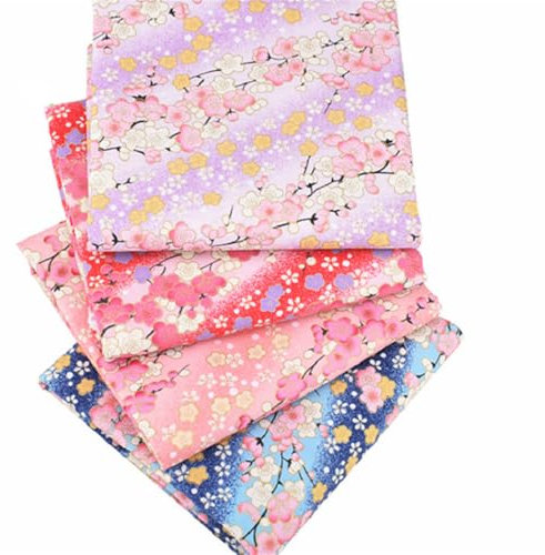Baumwollstoff Japanischer Stil Patchwork Baumwoll-Stoffpakete mit Blume Muster Bronzing Stoffe zum Nähen Dekostoff Bekleidung Patchwork-Stoff