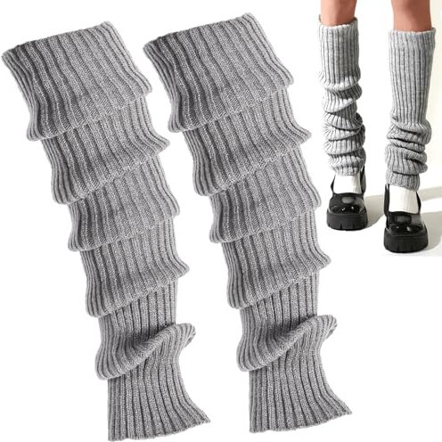Bein Stulpen Damen,Leg Warmers,Legwarmers,Beinstulpen Damen Stulpen für Beinstulpen Kinder,Ballett stulpen Mädchen Kostüm,Fashion Beinlinge,Winter Beinwärmer Stricken,Vintage Legwarmer (2, Grau 70cm)