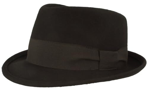 Breiter Filzhut Trilby Hut mit Rips-Garnitur Schwarz