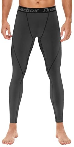 Roadbox Kompressions-Leggings für Herren, 1/2/3er-Pack, kühl, trocken, Basisschicht, für Training, Fitnessstudio, Workout, Laufen, Radfahren, 1er-Pack Hose: Grau, L