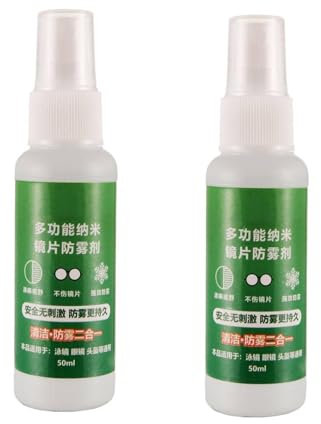 Antibeschlag Spray Für Brillen 2 Stück 50ml Antibeschlag Brillenspray Anti Beschlagen Spray Brillenpflege Brillen Reinigungs Spray Brillenreinigungsspray Für Schwimmbrillen, Spiegel, Fenster