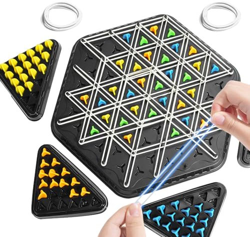 Triggle Spiel Gummibänder, Ketten Dreieck Schachspiel, Kettendreieck Schachspiel, Chain Triangle Chess Game, Spiel Mit Gummibändern Dreieck, Lustiges Kettendreieckspiel, Triggle Gummiband Brettspiel