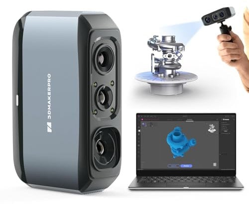 3D-Scanner mit 0,03 mm Genauigkeit, 0,07 mm Auflösung, 24-Bit-Farbkamera, Anti-Shake-Objektive, kompatibel mit Windows/MacOS, Handgeführter 3D-Scanner für 3D-Druck [3DMakerpro Moose Premium Kit]