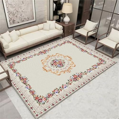 RUGMRZ Teppich Waschbar In Waschmaschine Wohnzimmer Möbel Rot floral Sofa Teppich Mädchen Schlafzimmer Teppich schalldicht Wohnzimmer Teppich 120X170CM