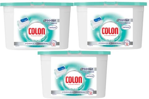 Colon Total Power Gel Caps - Detergente para Lavadora, Aroma Nenuco, Formato Cápsulas - 3 x 12 unidades