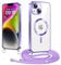 Woijrly Magnetische Handyband mit Band für iPhone 14 Hülle, [Kompatibel mit Magsafe] Handyhülle Case mit justierbarer Schnur Abnehmbar Strap, Crossbody Schutzhülle zum Umhängen Kordel, Lila