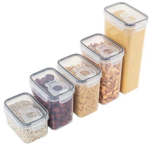 Hobngmuc Vorratsdosen Mit Deckel, Luftdichte Lebensmittelbehälter, Satz Von 5, Große Mehlvorratsdosen Für Zucker, Reis, Müsli, Backzutaten