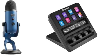 Blue Yeti USB Microphone & Elgato Stream Deck +, Audio Mixer,