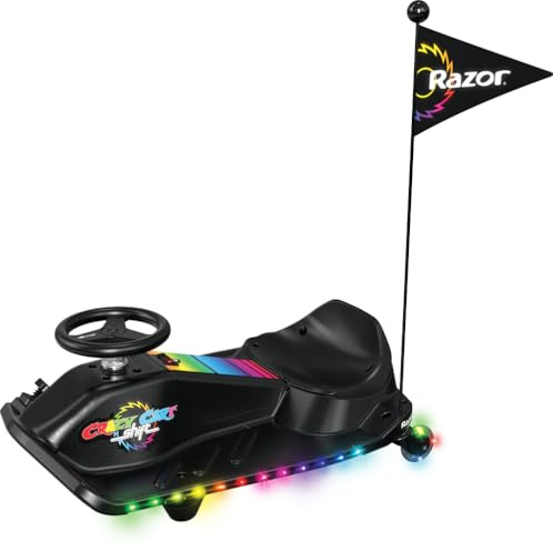 Razor Crazy Cart Shift Lightshow Lithium Electric Go-Kart mit beleuchteten Rädern, Geschwindigkeiten bis zu 8 mph für Alter 6+