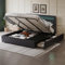 EINHOM Polsterbett Bett 180x200, Doppelbett mit Stauraum und Schubladen, Stauraumbett mit Lattenrost und LED-Lichtleiste, Hydraulisch Stauraum, PU, Schwarz, (Ohne Matratze)