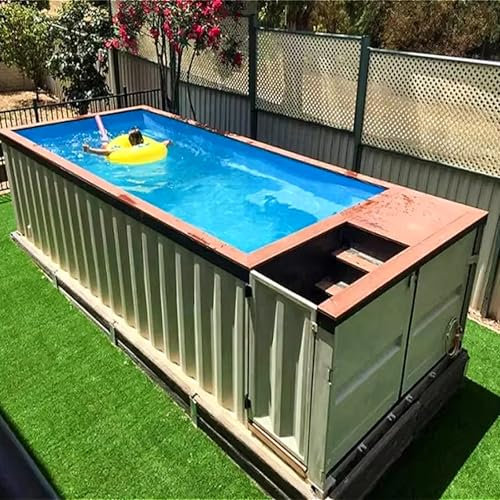 Frame Above Ground Rectangular Swimming Pool Set with Sand Filter Pump, Ladder, Cover