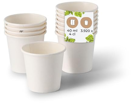 BIOZOYG Schnapsbecher aus Papier 3920 Stück 40 ml weiß - Pappbecher Beschichtet Party Zubehör Einwegbecher Messen, Events, Verkostung - Alternative für Plastikbecher Schnapsgläser 4 cl Shot Becher