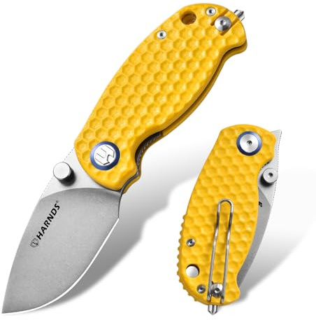 Harnds Bee Front Flipper Taschenklappmesser mit D2 Stahlklinge und G10 Griff Advanced EDC Messer, geeignet für Outdoor Survival Camping und Wandern (Gelb)
