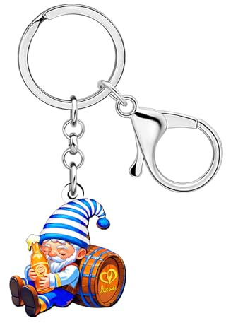 DALANE Acrylique Fantaisie Oktoberfest Gnomes de Bière Porte-clés Clés de Voiture Accessoires Porte-clés Cadeaux Gnome pour Femmes Filles Amateurs de Bière