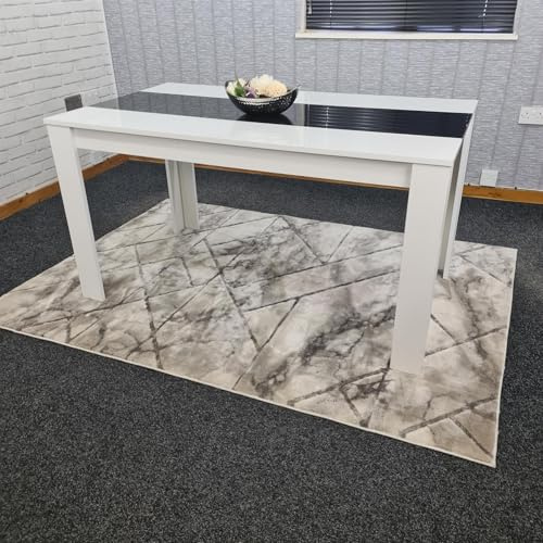 KOSY KOALA Dining Table Wood Kitchen Place for 6 Seats, Dining Table Only (White and Black H 75 x L 140 x W 80 cm)