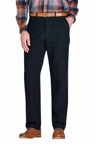 Pegasus Men's Soft Brushed Cotton Moleskin Expanding Waist Trousers Navy