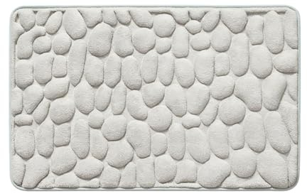 bergxperten Le Tapis de Bain Galet Tapis de Bain Galet 3D mémoire de Forme 40 * 60cm – 100% Microfibre Ultra-Doux, Absorption Rapide, Base antidérapante SBR, séchage Rapide, Lavable en Machine