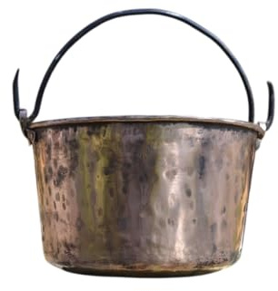Paiolo in Rame per Polenta Artigianale con Manico in Ferro Battuto personalizzabile - Made in Italy (22 x H 16 cm)