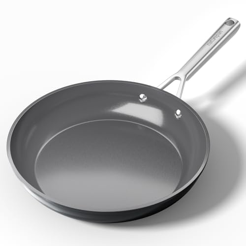 naturepan DiamondTitan 28cm Ceramic Frying Pan Non-Stick, PFAS-Free PFOA-Free PTFE-Free, for Induction Hob Pan, Oven Safe up to 260°C Cool-Touch Handle, Grey