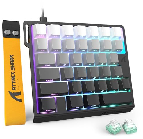 MAMBASNAKE Attack Shark M36 HE Clavier Gaming Une Main 8000Hz Rapid Trigger, 36 Touches Filaire Interrupteur Magnétique, Précision RT 0,01mm, SOCD & DKS, Rétroéclairage RGB, Compatible PC/Mac, Lune