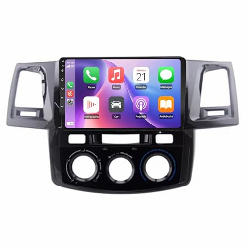 Navigation Auto Navigator für Toyota Fortuner Hilux 2008-2014 Carplay Bildschirm für Apple/Android Auto/Airplay/Mirror Link, Wireless Touchscreen GPS, 8 Kern 6G+128G