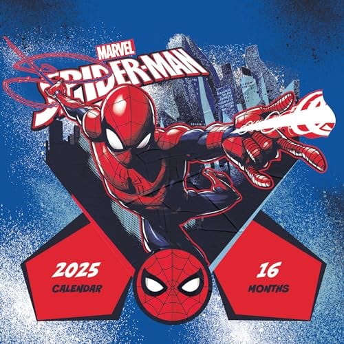 Pyramid – Spider-Man 2025 Broschürenkalender, 30x30cm, Kalender für Comic-Fans des Marvel-Klassikers, mit dynamischen Spider-Man Illustrationen, nachhaltig nur mit Papierumschlag