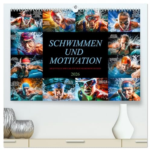 Schwimmen und Motivation (hochwertiger Premium Wandkalender 2026 DIN A2 quer), Kunstdruck in Hochglanz: Lassen Sie sich von den Sprüchen und der ... der Athleten faszinieren. (CALVENDO Sport)