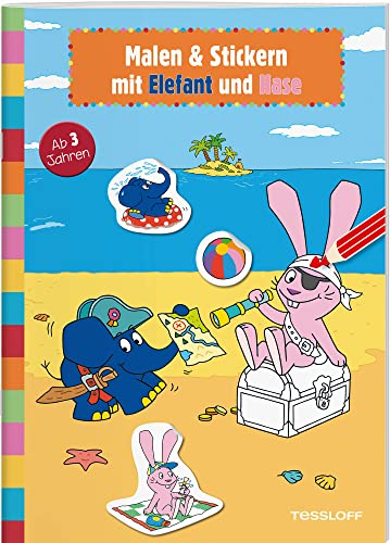 Malen & Stickern mit Elefant und Hase: Elefantastischer Malspaß für Kindergartenkinder (Rätsel, Spaß, Spiele)