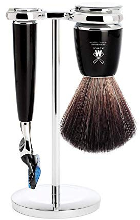 MÜHLE Rasierset - Rytmo Serie - Black Fibre - kompatibel mit Gillette-Klingen - Edelharz schwarz