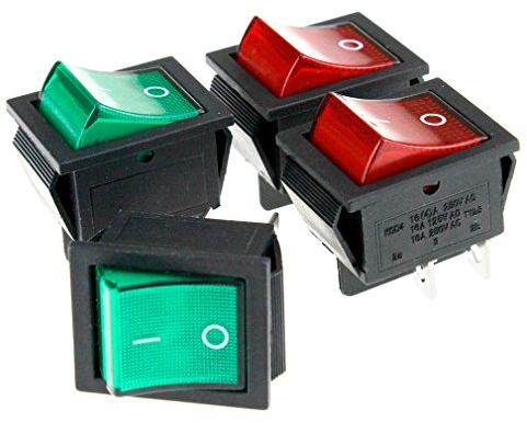 4X 16A 250V Wippschalter Einbauschalter Marquardt Rot und Grün