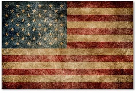 Postereck - 0233 - Vintage Flagge, USA Amerika Stars and Stripes NY - Unterricht Klassenzimmer Schule Wandposter Fotoposter Bilder Wandbild Wandbilder - Poster - 3:2-91,0 cm x 61,0 cm