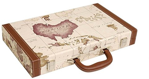 Middleton Games Luxus-Backgammon-Set auf Weltkarte, 15 Zoll - Weiß
