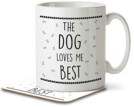 The Inky Penguin - The Dog Loves Me Best - Mug and Coaster, Ceramic, 11fl. oz.
