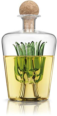 Final Touch Agave Tequila Decanter - 850ml Handmade Bottle with Natural Cork Stopper and Wide Spout for Smooth Pouring - Inspired by Agave Plant for Tequila Serving (TQ5301)
