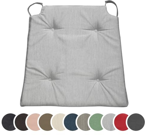 sleepling 2er Set Stuhlkissen, Sitzkissen für Indoor und Outdoor, mit Klettverschluss, 100% Mikrofaser, Made in EU, Maße: 42 (vorne) 35 (hinten) x 40 x 5 cm, hellgrau