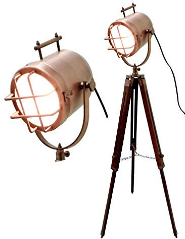 Rame Finitura Antico Treppiede lampada Portatile Ufficio ligting arredamento Basso Piano Lampade [Classe Energetica A+]