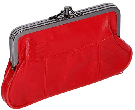 Christian Wippermann Portefeuille en cuir véritable pour homme avec fermeture à clip, Rouge, 17 x 10 x 2-4 cm, Porte-monnaie