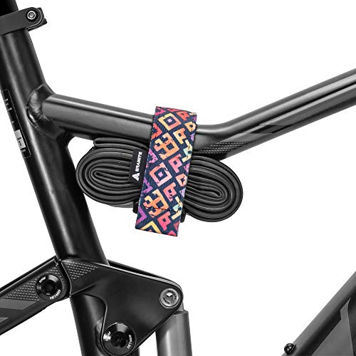 Granit Rockband+ MTB Rahmen Trägergurt für Schläuche und Fahrradwerkzeug-Set, Fahrrad-Aufbewahrungslösung zum Anbringen von zusätzlicher Ausrüstung an Mountainbike (Quadratischer Fliesenmuster)