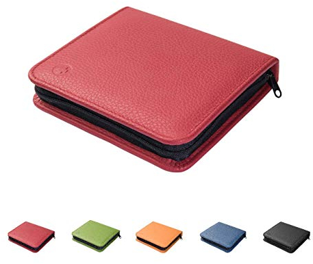 Homöopathische Taschenapotheke für Globuli, leer, Globuli-Tasche für 48 Globuli-Röhrchen (Glas), handgemacht aus echtem Leder (kirsch-rot)