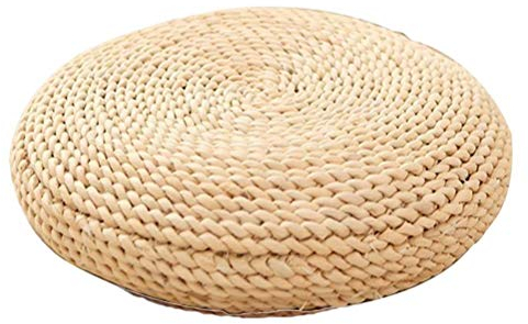 WBTY Meditationskissen, japanisches Tatami-Bodenkissen, natürliches Sitzkissen, gewebtes Strohkissen, rund, Pouf, Yoga-Sitzkissen, gestrickte Bodenmatte Garten, Esszimmer