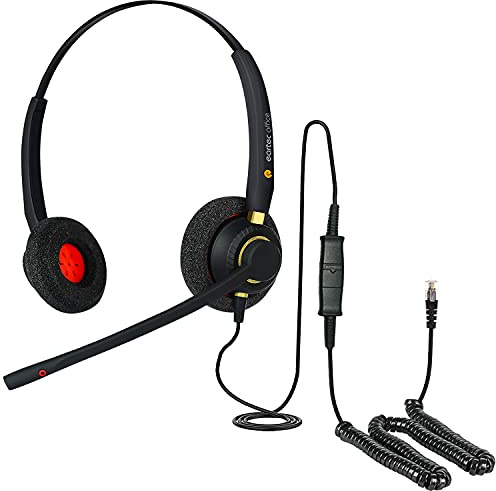 eartec office Headset for Polycom VVX 600 VVX 601 VVX 1500 VVX150 VVX 250 VVX 350 & VVX 450 VoiP + Free RJ9 Lead - QD002 (P) Double Ear