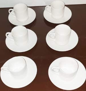 LOT DE 6 TASSES + 6 SOUS-TASSES PORCELAINE BLANCHE