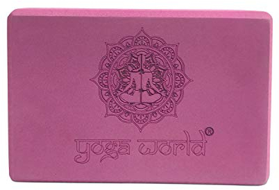 Yoga World Eva Yoga Block high-Density, Non-Slip Stones for Stretching, Pilates, Stability, Fitness-Rounded Edges for a Secure hold Easy to clean Exercise Accessories 180g Passion Pink