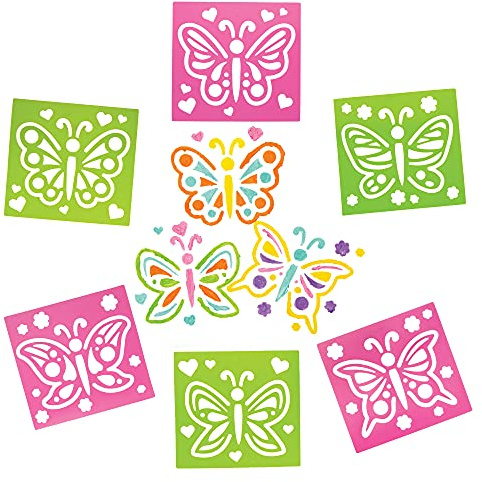 Baker Ross FE151 Butterfly Stencils - Pack of 8, Plastic Stencils for Children, Art Set for Kids to Create and Design Themed Books, Cards and Pictures