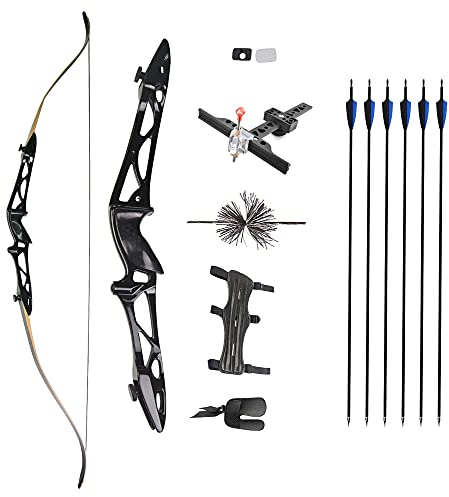 SHARROW 66/68/70 Zoll Takedown Recurvebogen Set 12-40 Lbs Zielscheibe BogenschießEn Jagdbogen Pfeil Und Bogen Erwachsene Sportbogen für Jagd Hunting Jugendliche DraußEn Spielzeug (70 Schwarz, 30Lbs)