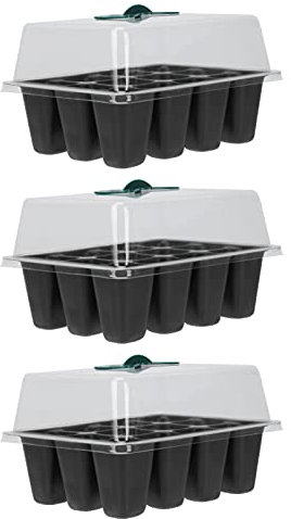 YARNOW Werkzeug Pflanzenstarter 3Pcs Trays S?mling Starter Tray 12 Zellen Anlage Starter Kit mit Kuppel Gew?chshaus Wachsen Trays Keimung Box für Sukkulenten Blumen Wachsende Gartenbedarf
